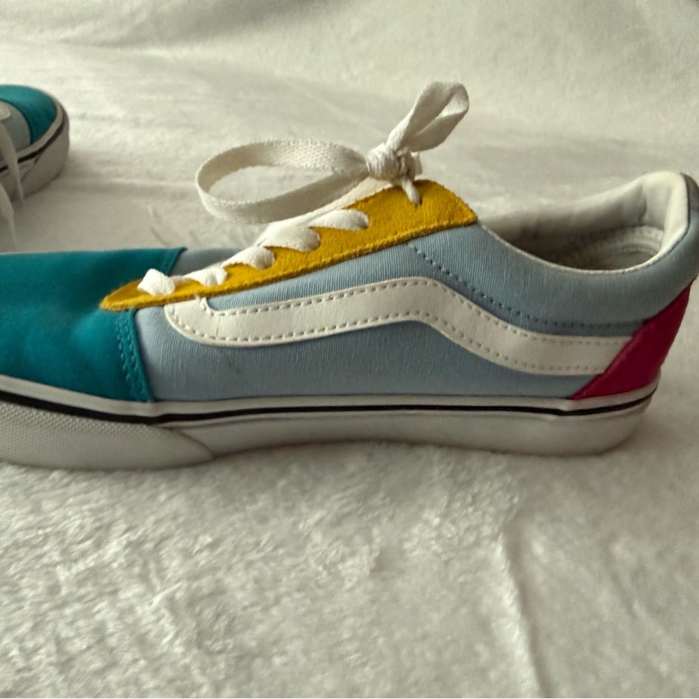 Vans Old Skool Color Block Blue Teal Yellow Magenta Sneakers 7.5 - Picture 4 of 9